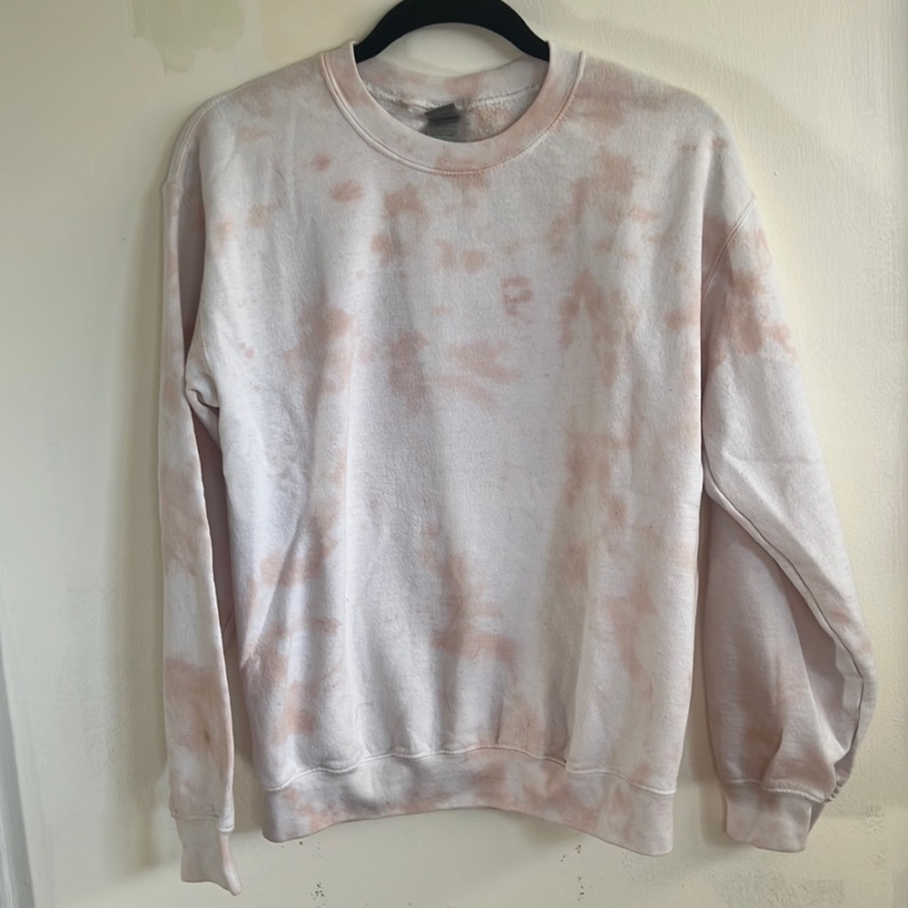 Hand Tye-Dyed Peach & White Crew Neck Sweatshirt